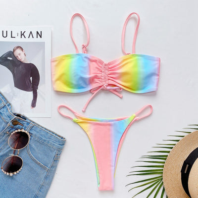 Tie-Dye Print Low Waist Bikini