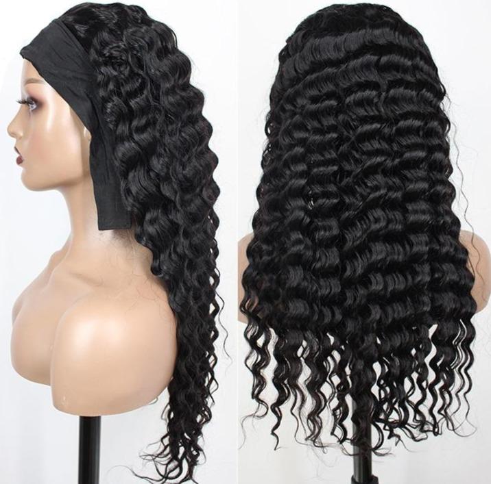 Human Hair Headband Wig - Deep Wave