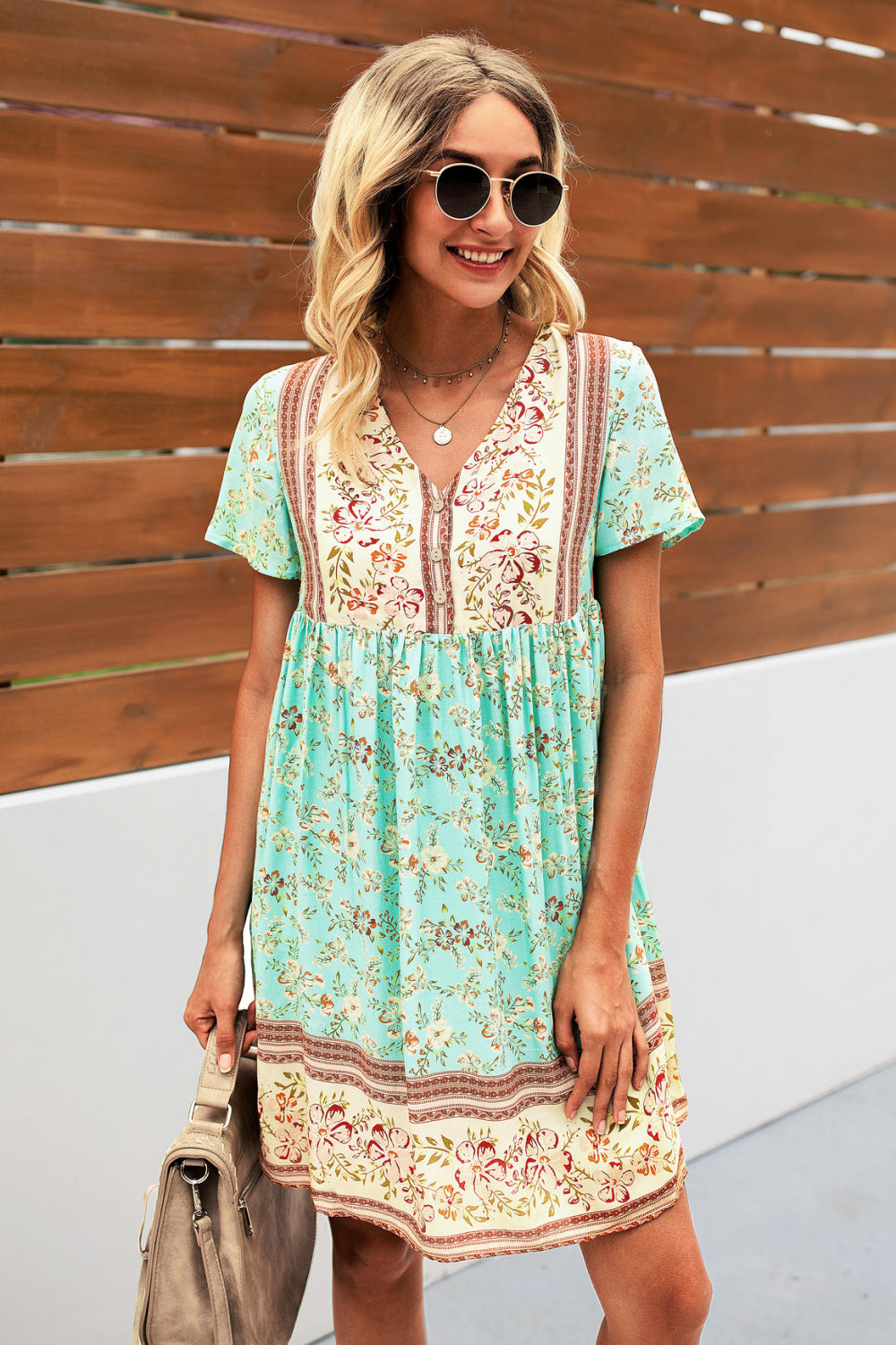 Bohemian Printed Short Sleeve Dress