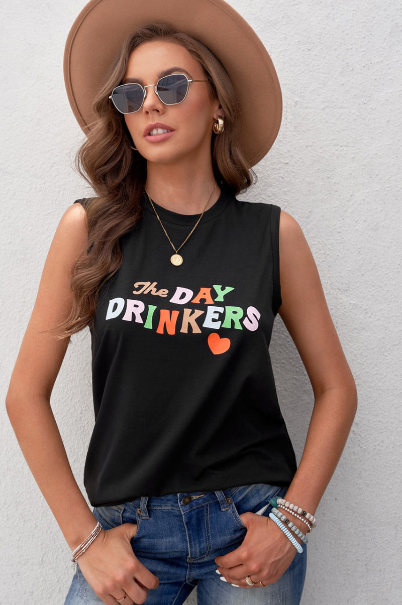 The DAY DRINKERS Letters Print Tank Top