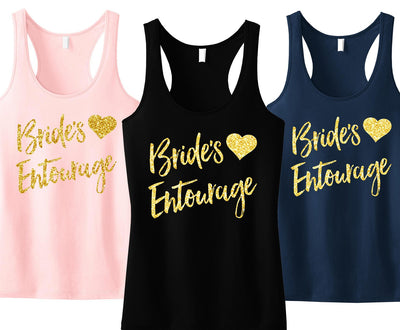 Bride's Entourage Script Tank Top with Gold Glitter