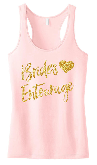 Bride's Entourage Script Tank Top with Gold Glitter