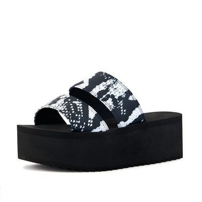 Platform Sandal Two Band Black Snake