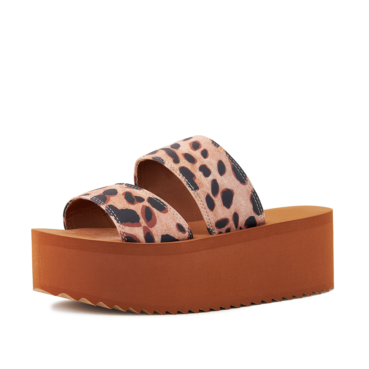 Platform Sandal Two Band Leopard