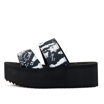 Platform Sandal Two Band Black Snake