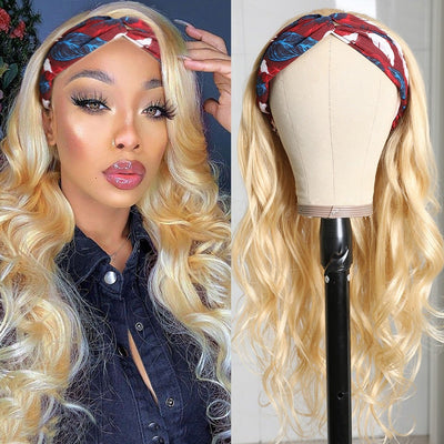 Human Hair Headband Wig - Blonde Body Wave