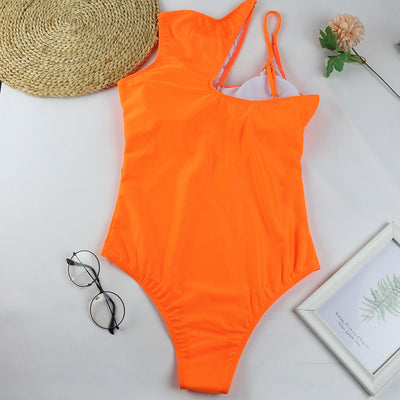 Hollow Solid One Piece Swimsuit