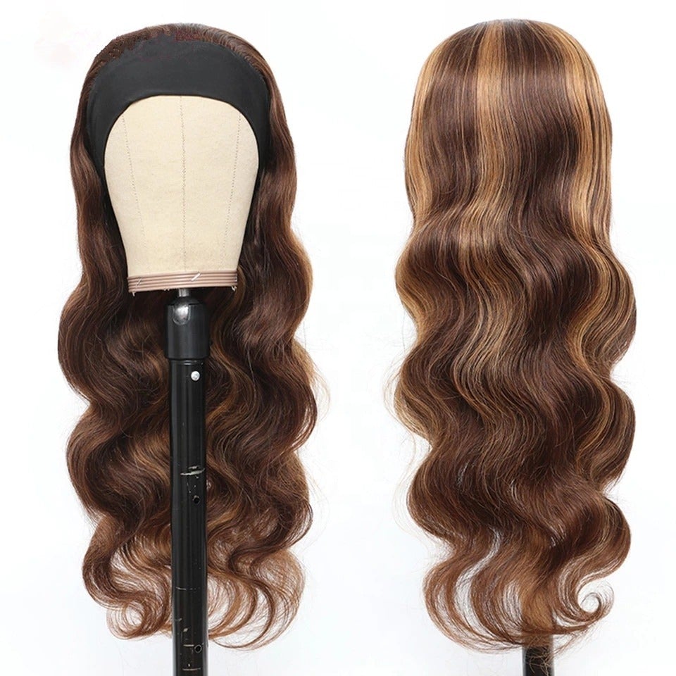 Human Hair Headband Wig - Blonde Highlights