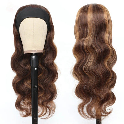 Human Hair Headband Wig - Blonde Highlights