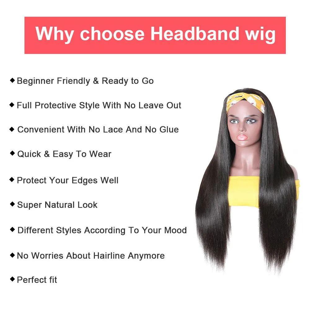 Human Hair Headband Wig - Straight