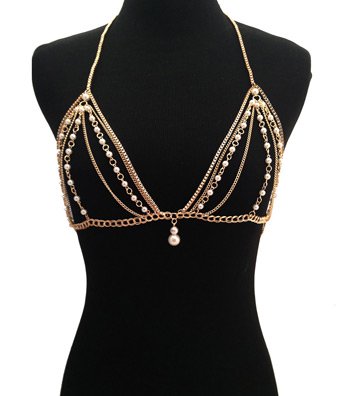 Gold and Pearl Bra Chain