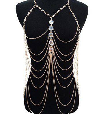 Gold and Clear Bead Body Chain