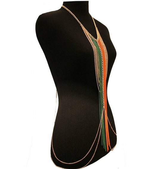 Gold Green and Orange Body Chain